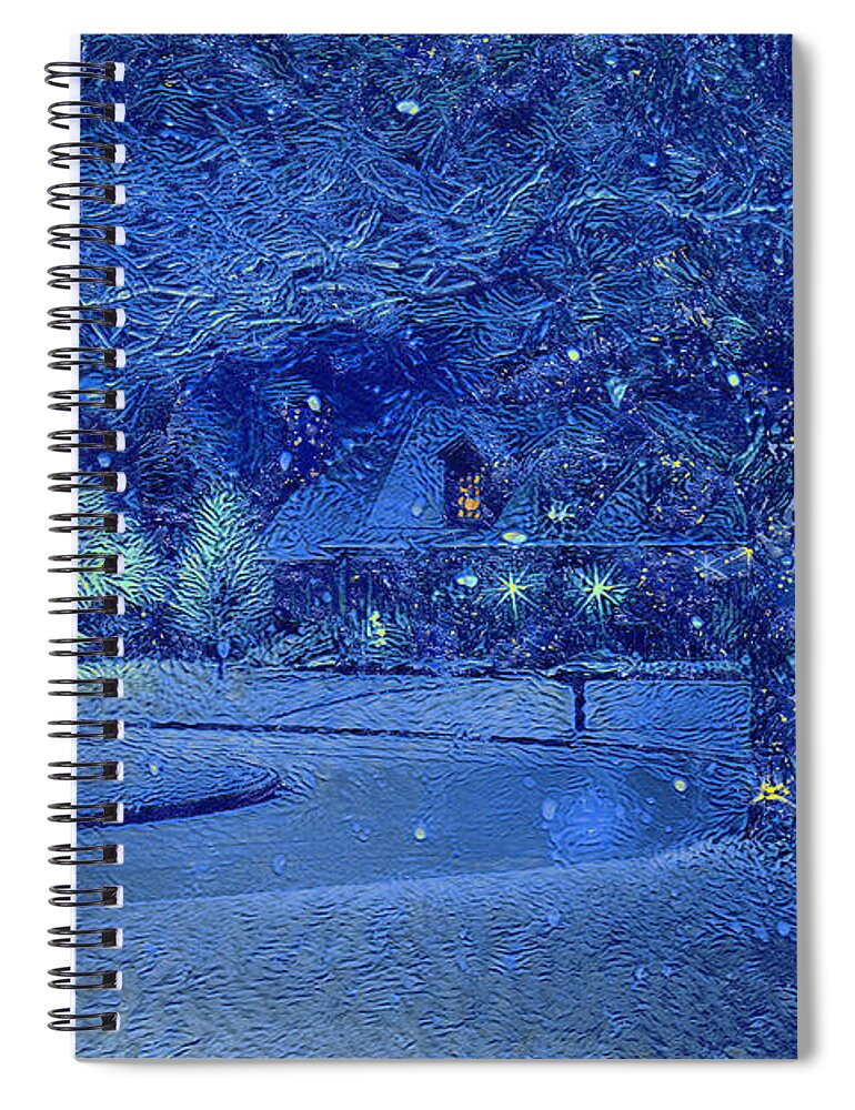 Christmas Spiral Notebook featuring the digital art Christmas Eve by Alex Mir