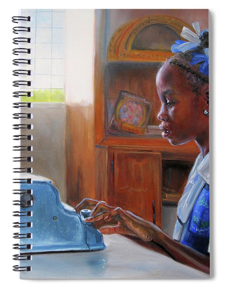 Caribbean Art Spiral Notebook featuring the painting Christy with Brailer by Jonathan Gladding