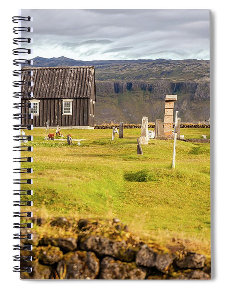 Church Spiral Notebook featuring the photograph Church Cemetery of Iceland by David Letts