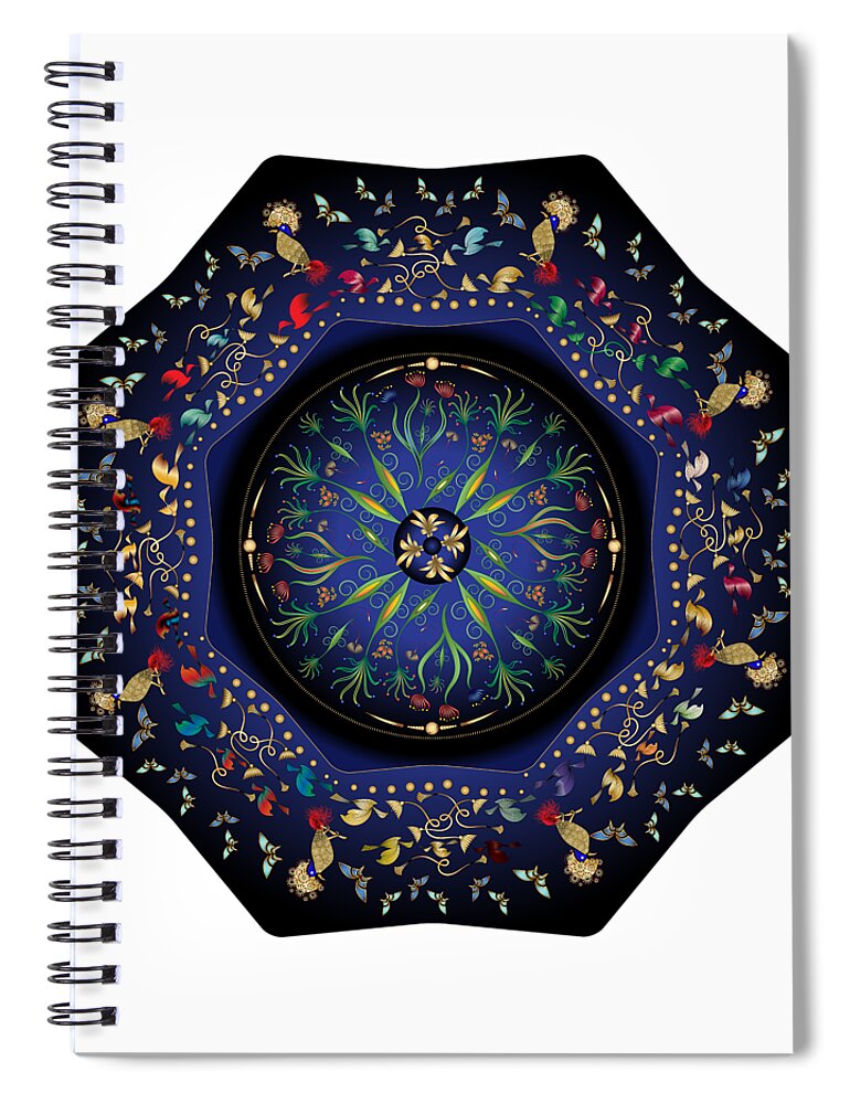 Mandala Spiral Notebook featuring the digital art Circumplexical No 3792 by Alan Bennington