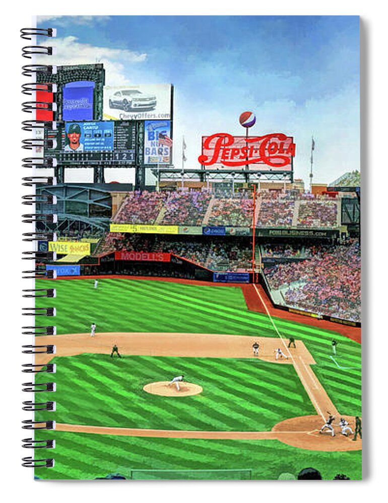 Citi Field Spiral Notebook featuring the painting Citi Field New York Mets Baseball Ballpark Stadium by Christopher Arndt