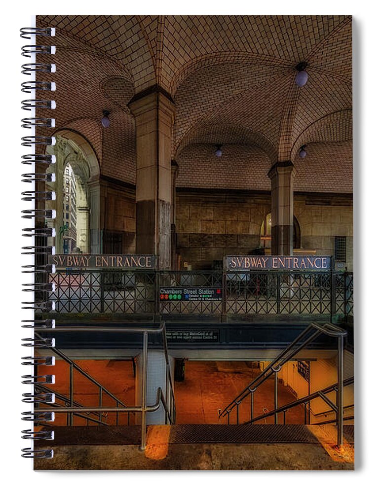 Chambers Street Spiral Notebook featuring the photograph City Hall NYC Subway Station by Susan Candelario