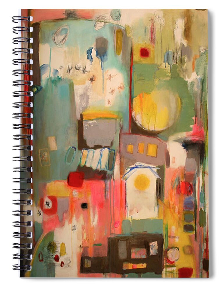 Abstract Painting Spiral Notebook featuring the painting City by Night by Janet Zoya