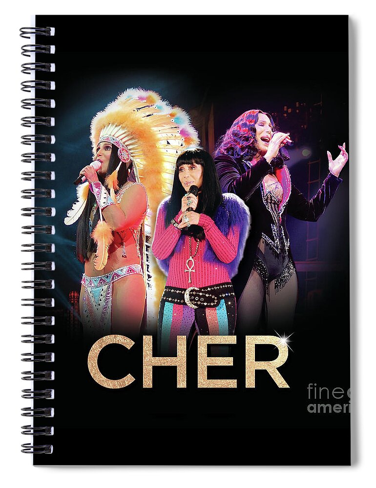 Cher Spiral Notebook featuring the digital art Classic Cher Trio by Cher Style