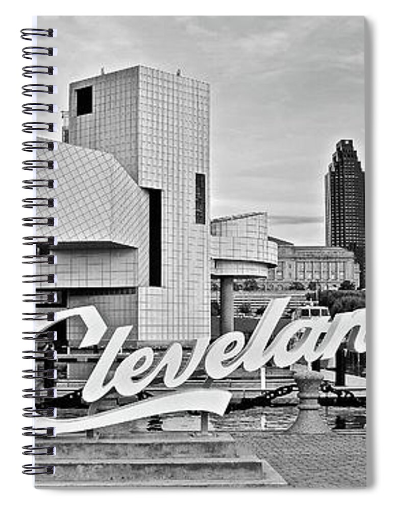 Cleveland Spiral Notebook featuring the photograph Cleveland Skyline in Panoramic Form by Frozen in Time Fine Art Photography