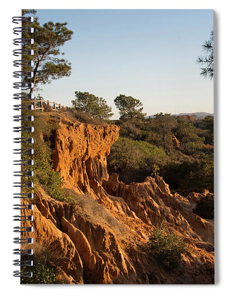 California Spiral Notebook featuring the photograph Cliff rocks at sunset by Agnes Caruso