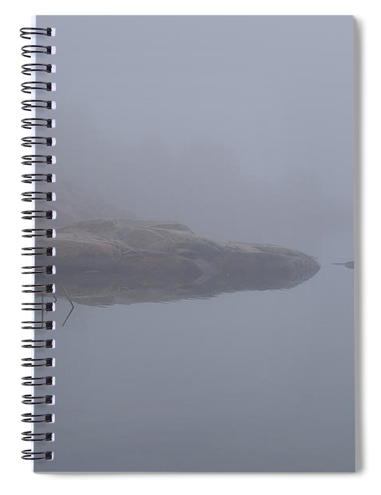 Sweden Spiral Notebook featuring the pyrography Cliffs in fog by Magnus Haellquist