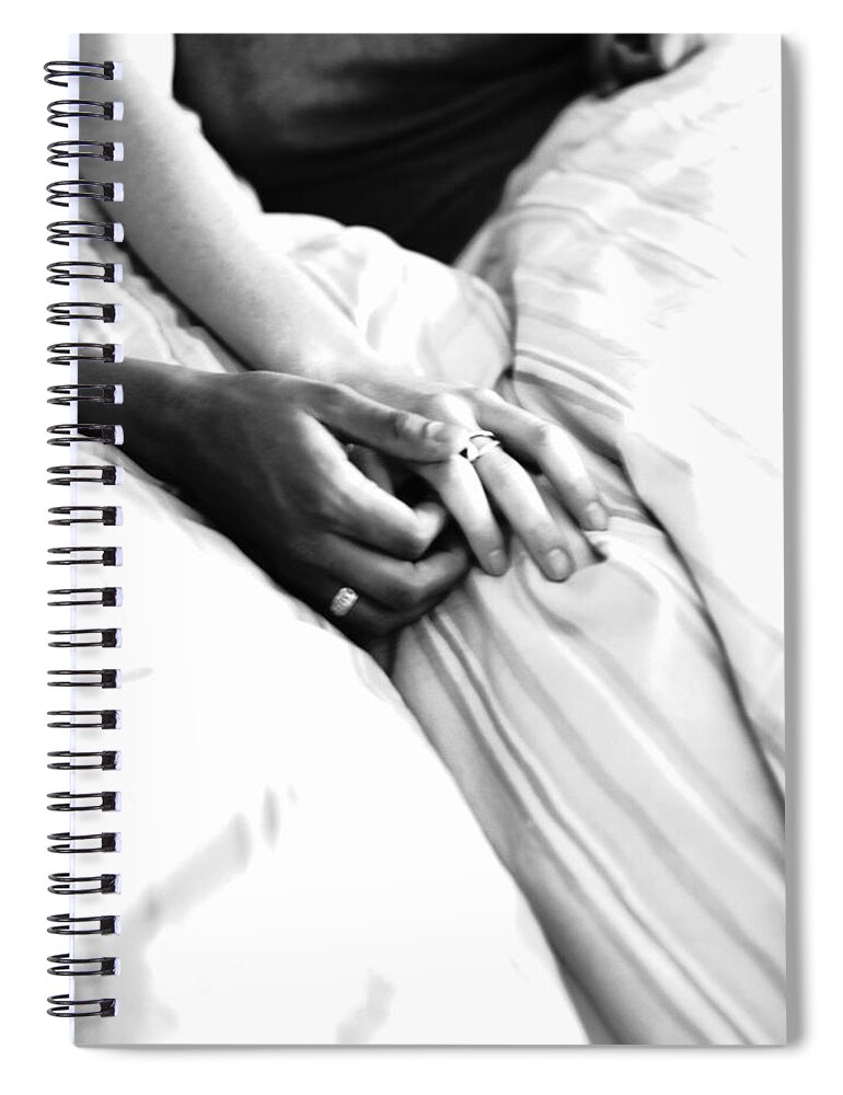Heterosexual Couple Spiral Notebook featuring the photograph Close-up Of A Man Holding A Womans Hand by Jules Frazier