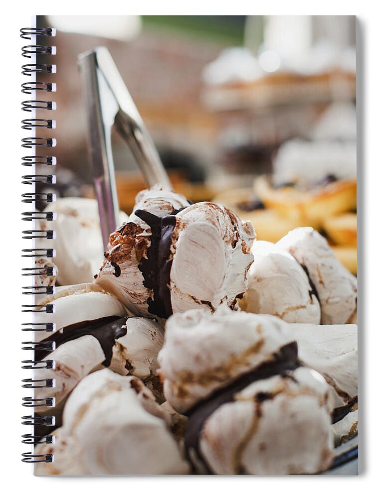 Baked Pastry Item Spiral Notebook featuring the photograph Close Up Of Decorative Cookies In Bakery by Hybrid Images