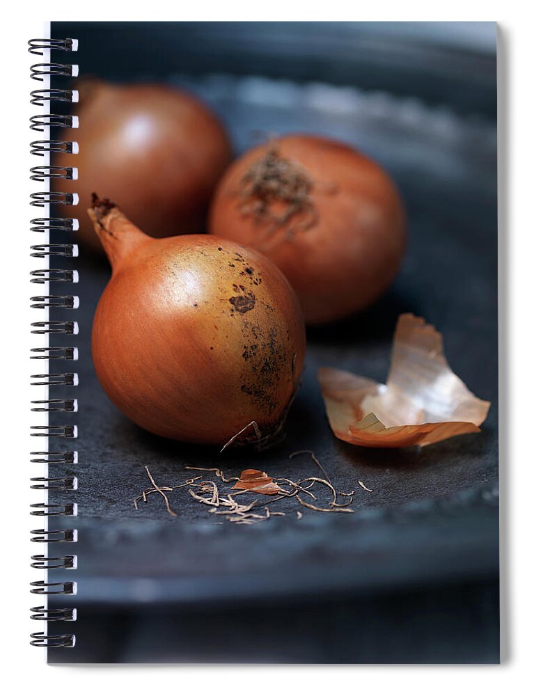 Close-up Spiral Notebook featuring the photograph Close Up Of Plate Of Onions by Diana Miller