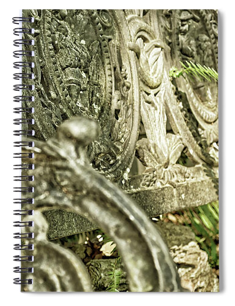 Wrought Iron Spiral Notebook featuring the photograph Close Up on Abandoned Bench by Rebecca Carr