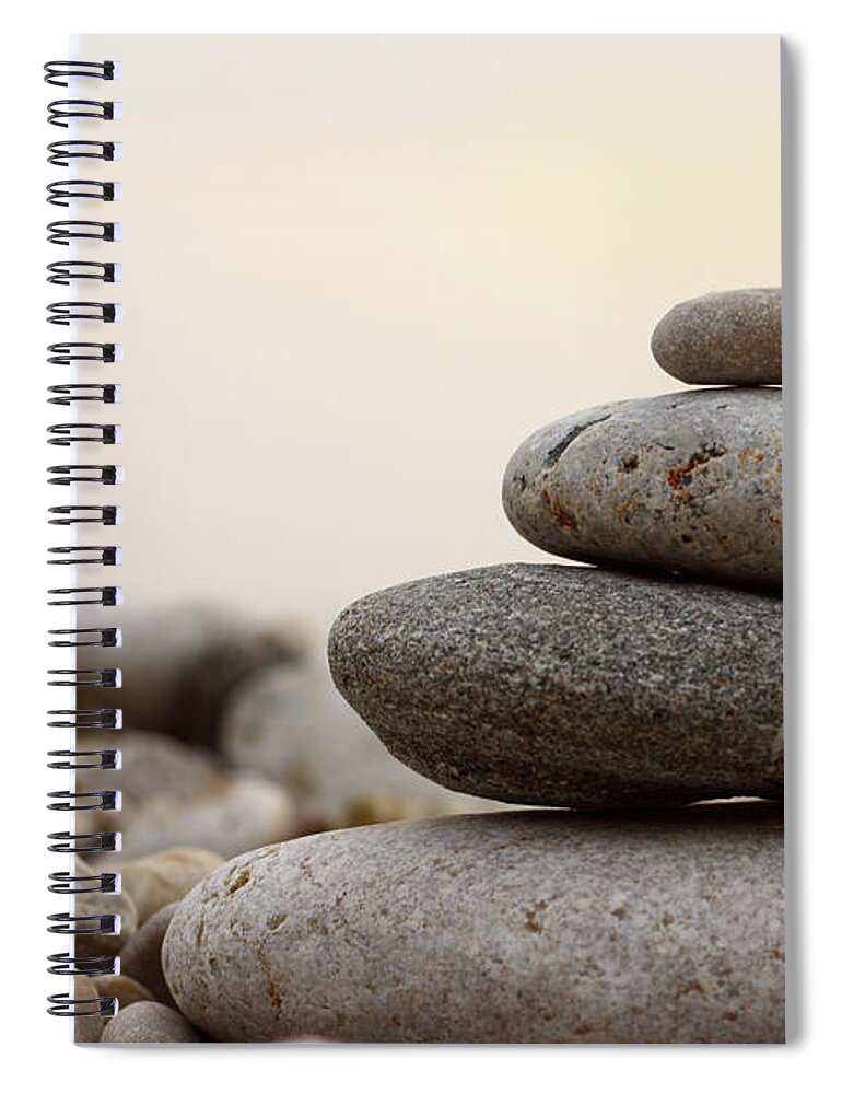 Art Spiral Notebook featuring the photograph Close-up Picture Of Zen Stones by Oonal