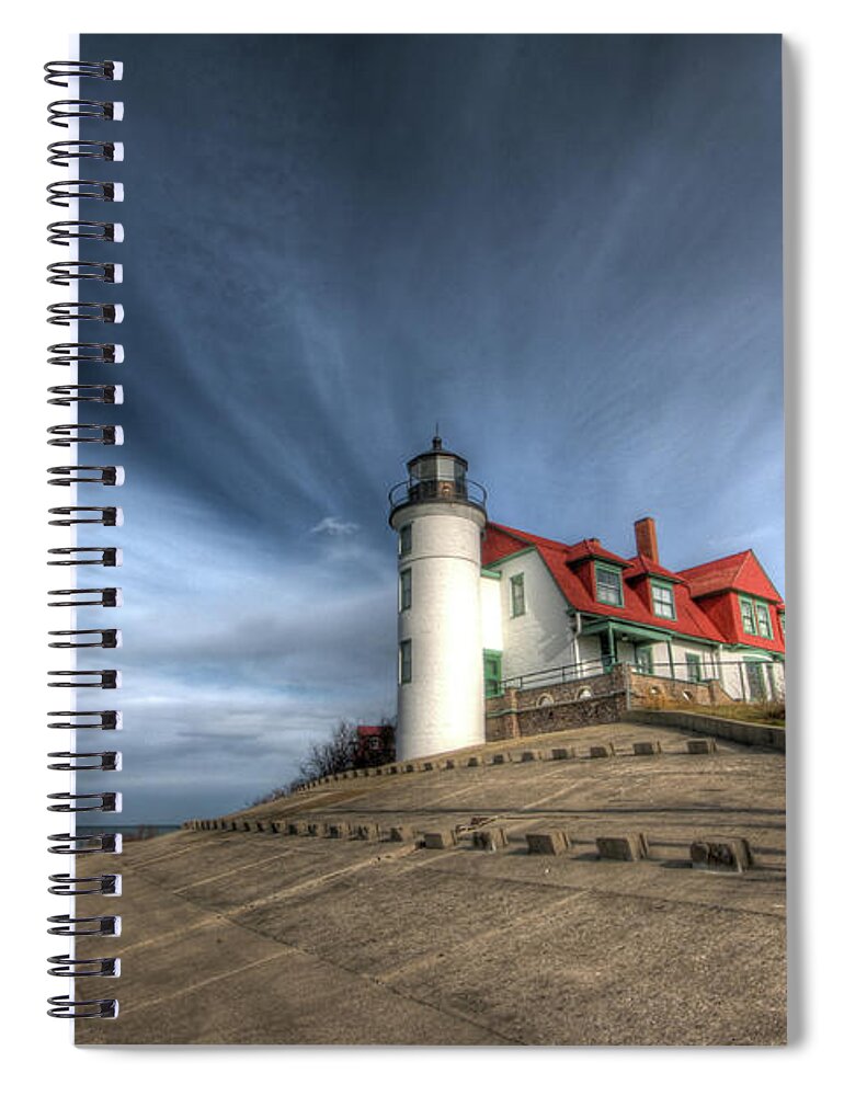 Tranquility Spiral Notebook featuring the photograph Cloud Convergence, Point Betsie by Photo By Mike Kline (notkalvin)