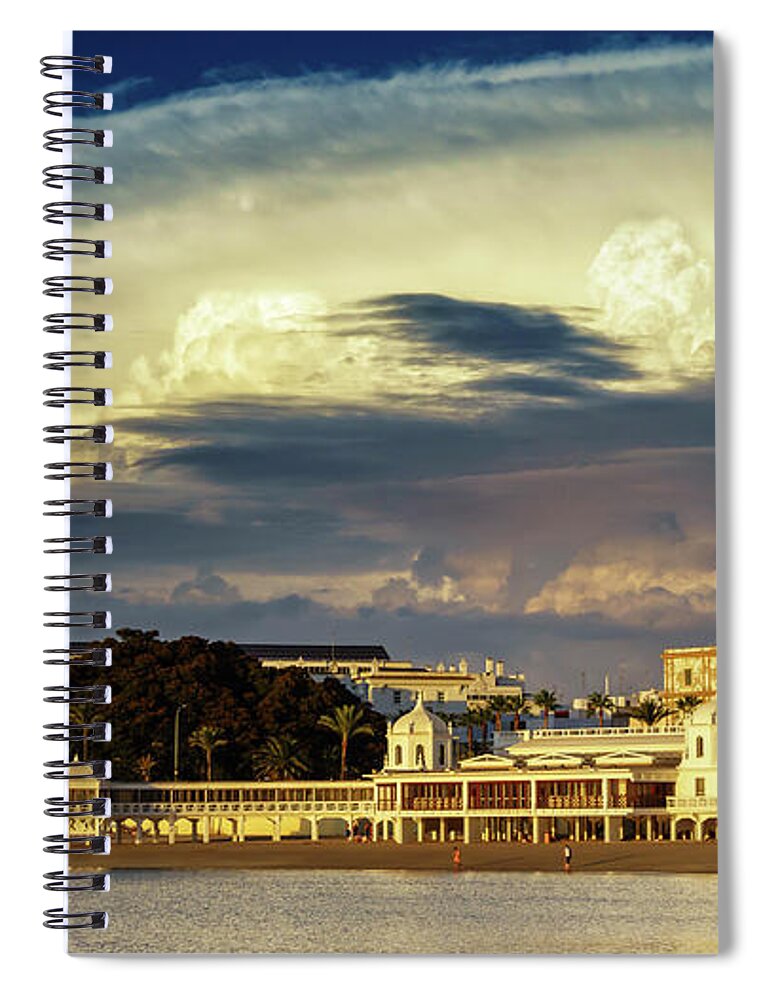 Famous Spiral Notebook featuring the photograph Cloudy Sky over La Caleta Spa Cadiz by Pablo Avanzini