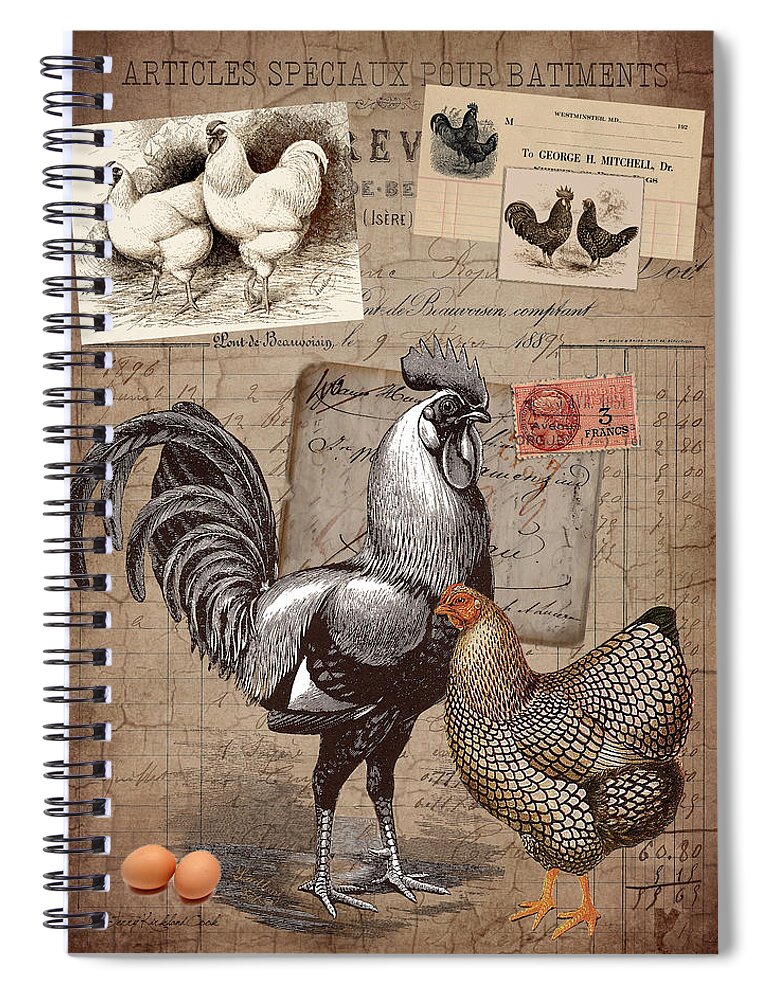  Spiral Notebook featuring the digital art Cluck Cluck Chicken by Terry Kirkland Cook