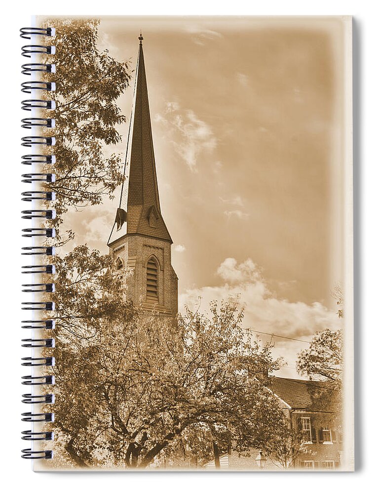 Clustered Spires Spiral Notebook featuring the photograph Clustered Spires Series - All Saints Episcopal Church No. 8cs - Frederick Maryland by Michael Mazaika