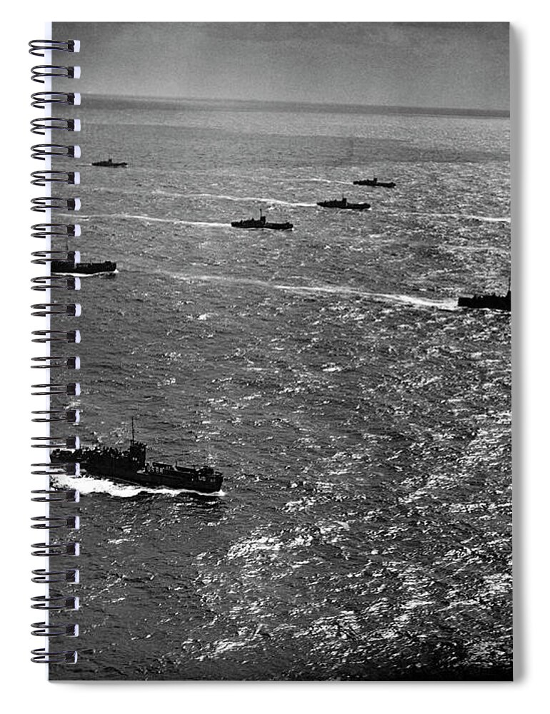 1940s Spiral Notebook featuring the photograph Coast Guard LCIs Arrive Home by Underwood Archives