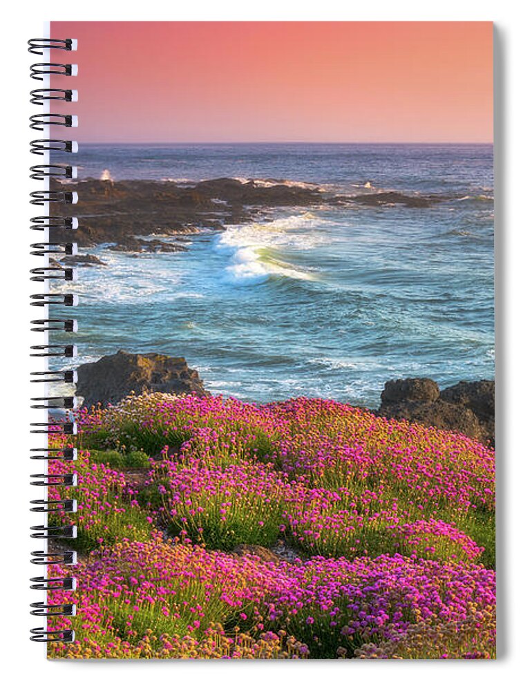 Oregon Spiral Notebook featuring the photograph Coastal Clover Sunset by Darren White