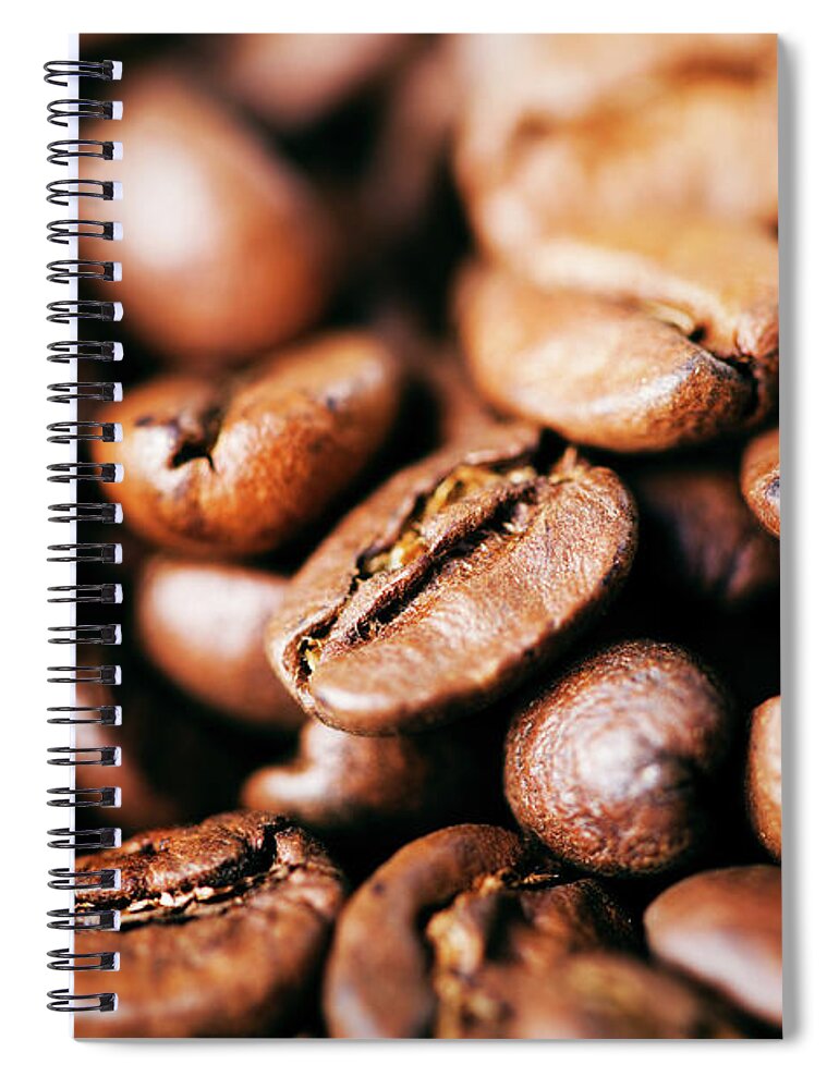 Heap Spiral Notebook featuring the photograph Coffee Beans by Photodjo