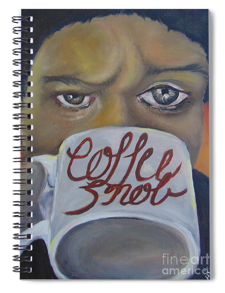 Coffee Cup Spiral Notebook featuring the Coffee Snob by Saundra Johnson