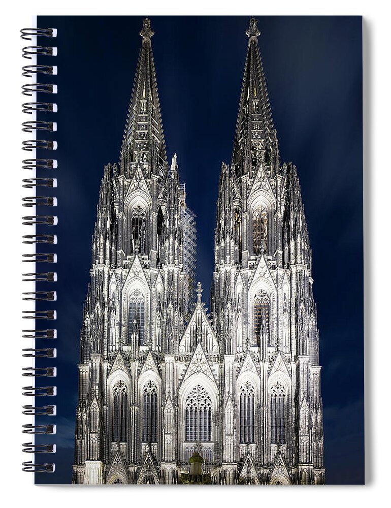 Gothic Style Spiral Notebook featuring the photograph Cologne Cathedral At Dusk by Jorg Greuel