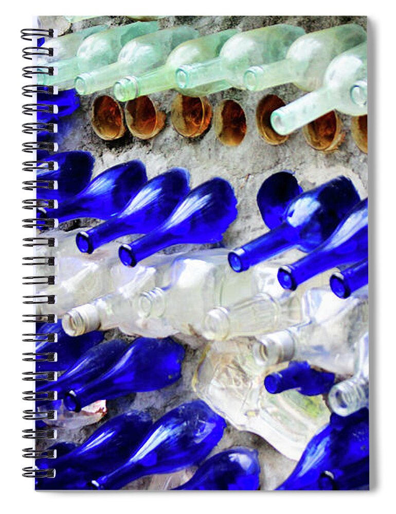 Recycling Spiral Notebook featuring the photograph Colored Glass Bottle Wall 1 by Cynthia Guinn