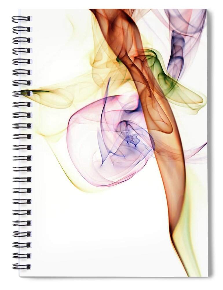 White Background Spiral Notebook featuring the photograph Colored Smoke In White Background by Enrique Pellejer