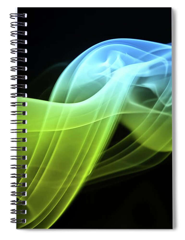 Curve Spiral Notebook featuring the photograph Colored Smoke Waves by Vasiliki