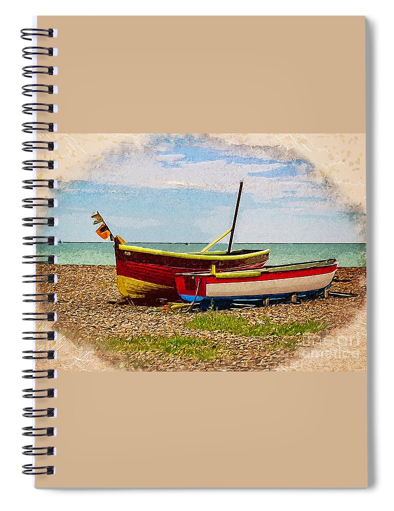 Boats Spiral Notebook featuring the photograph Colorful Boats on Beach by Roslyn Wilkins