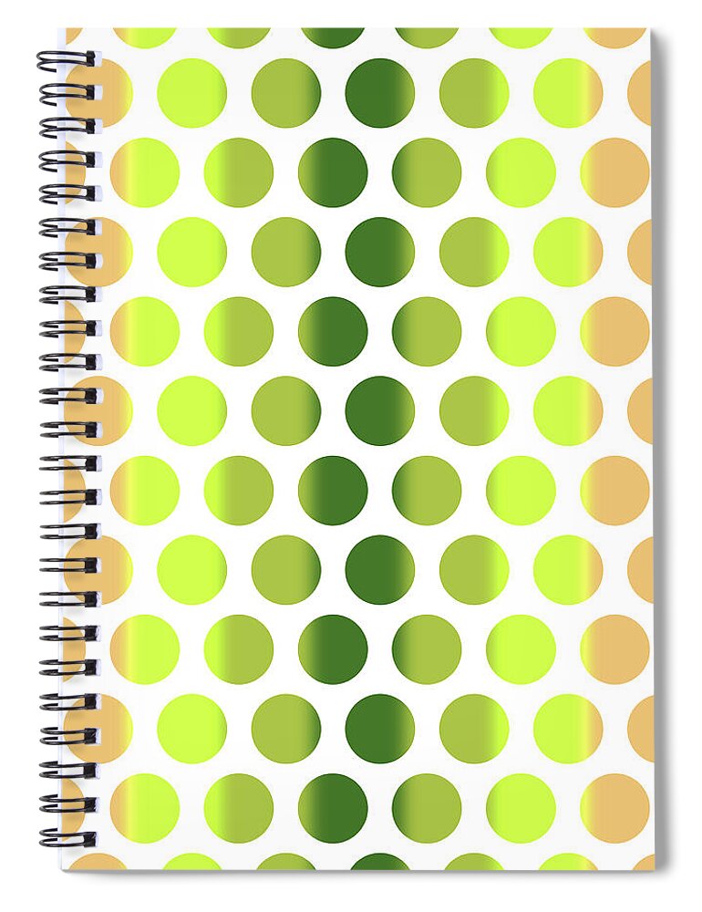 Pattern Spiral Notebook featuring the mixed media Colorful Dots Pattern - Polka Dots - Pattern Design 2 - Pink, Yellow, Green, Peach by Studio Grafiikka