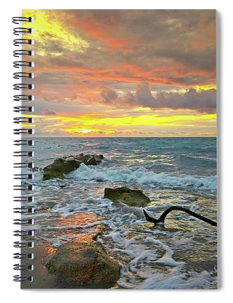 Carlin Park Spiral Notebook featuring the photograph Colorful Morning Sky and Sea by Steve DaPonte