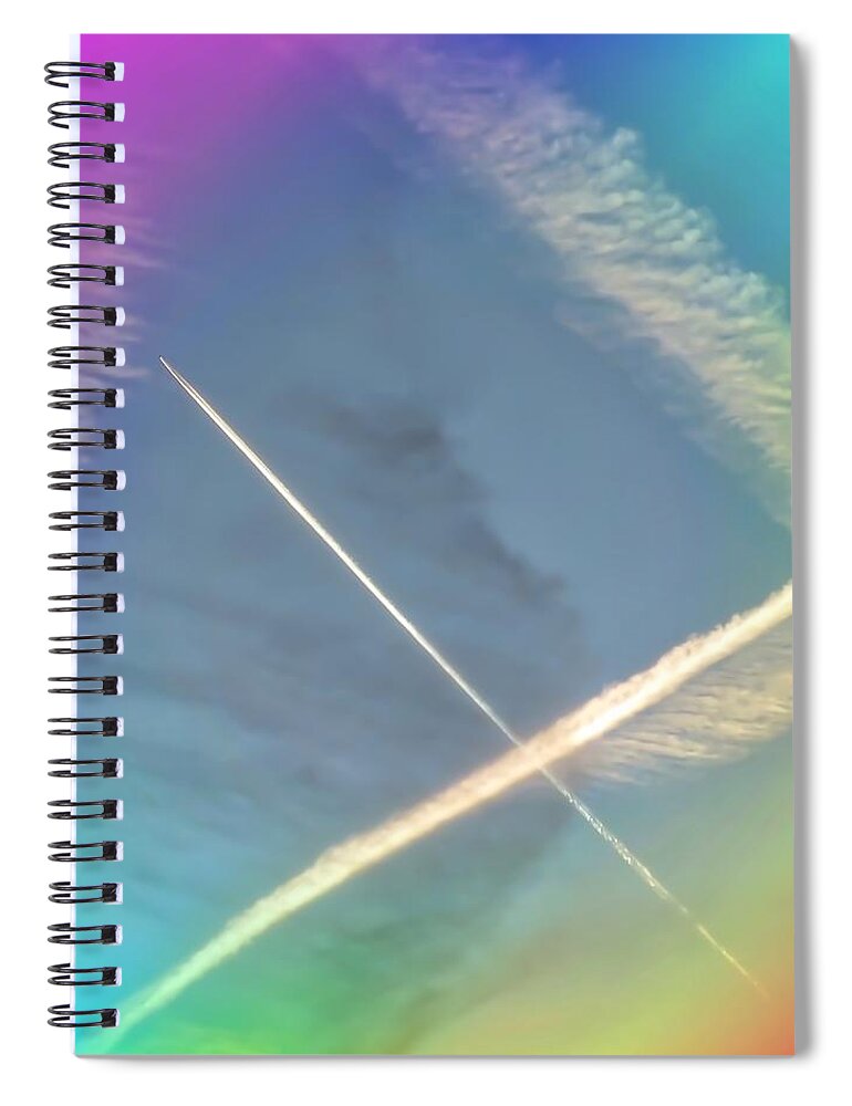 Abstract Spiral Notebook featuring the photograph Coloring Contrails by Judy Kennedy