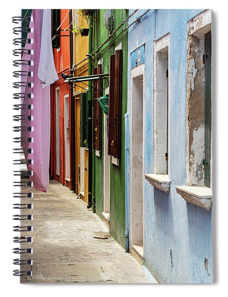 Burano Italy Spiral Notebook featuring the photograph Colors of Burano Italy #2 by Melanie Alexandra Price