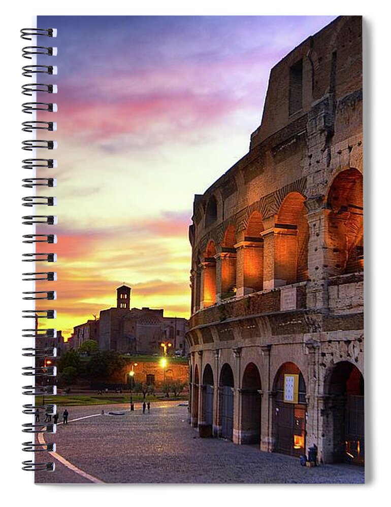 Arch Spiral Notebook featuring the photograph Colosseum At Sunset by Christopher Chan