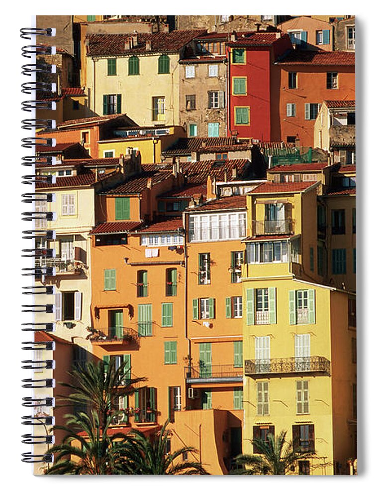 Shadow Spiral Notebook featuring the photograph Colourful Houses Clustered On Hillside by David Tomlinson