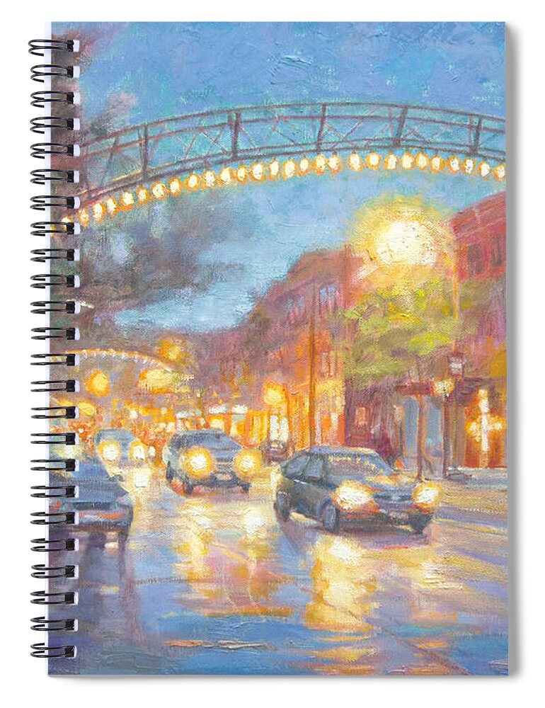 Festive Spiral Notebook featuring the painting Columbus Revitalized by Robie Benve
