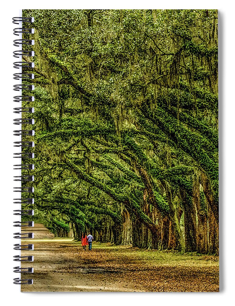 Wormsloe Historic Site Spiral Notebook featuring the photograph Come Walk With Me by Marcy Wielfaert