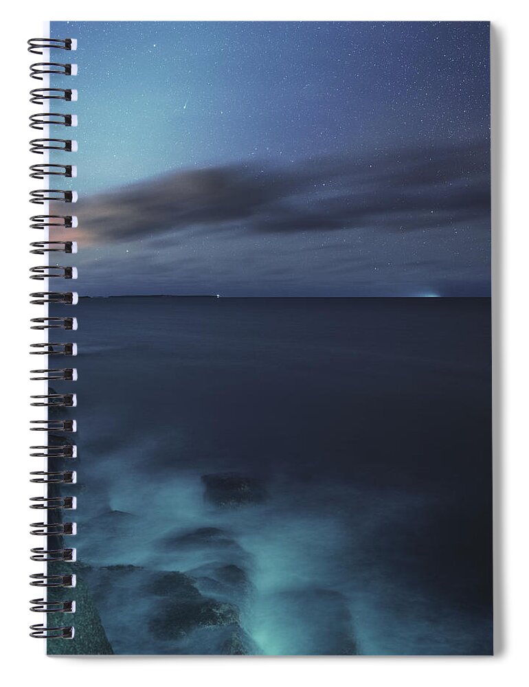 Water's Edge Spiral Notebook featuring the photograph Comet Ison Over The Atlantic by Shaunl