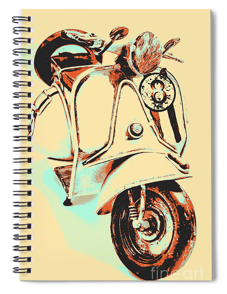 Pop Art Spiral Notebook featuring the digital art Comic wheels by Jorgo Photography