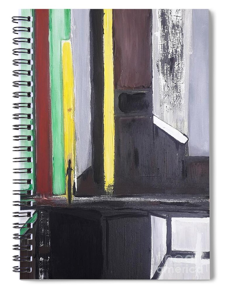 Abstract Spiral Notebook featuring the painting Compartmentilise by Denise Morgan