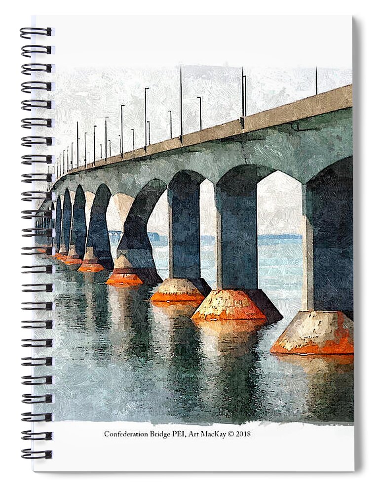 Pe Spiral Notebook featuring the digital art Confederation Bridge, PEI 2 by Art MacKay