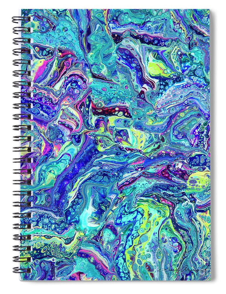 Poured Acrylics Spiral Notebook featuring the painting Confetti Dimension by Lucy Arnold
