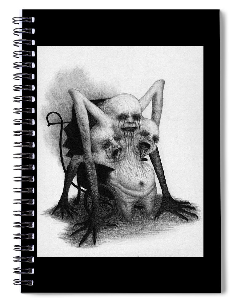 Horror Spiral Notebook featuring the drawing Congested Nightmare Carriage - Artwork by Ryan Nieves