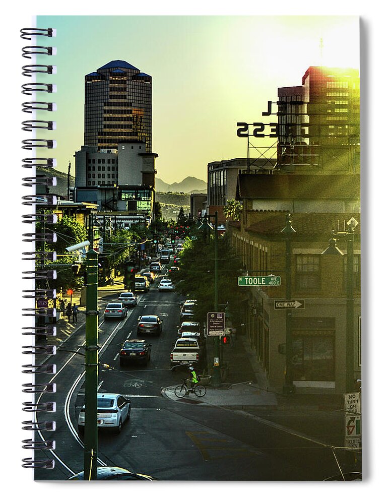 Tucson Spiral Notebook featuring the photograph Congress Street by Chance Kafka