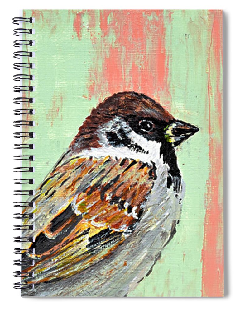 Bird Spiral Notebook featuring the painting Contemplating Flight by Tracey Lee Cassin