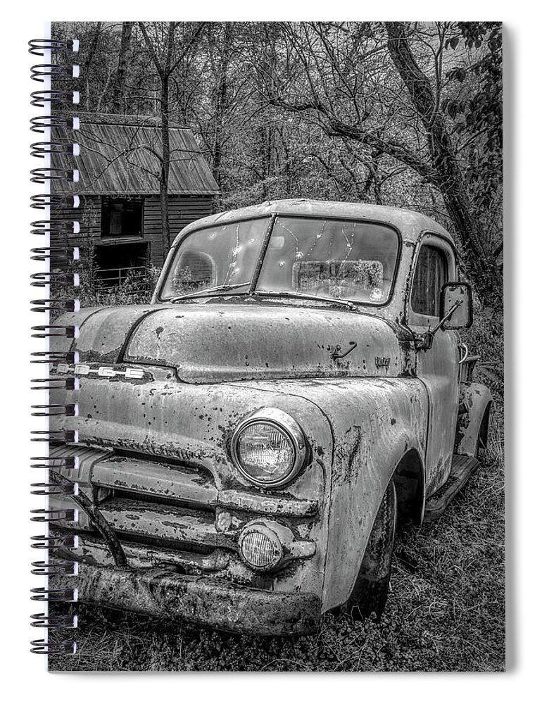 1951 Spiral Notebook featuring the photograph Cool Dodge in Black and White by Debra and Dave Vanderlaan