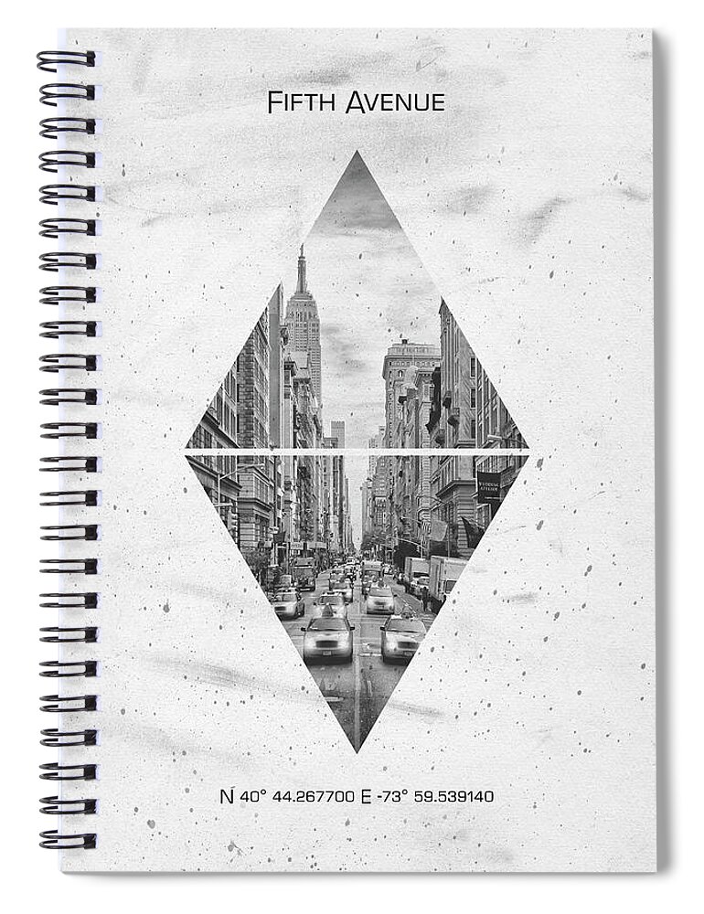 America Spiral Notebook featuring the photograph Coordinates NEW YORK CITY Fifth Avenue by Melanie Viola