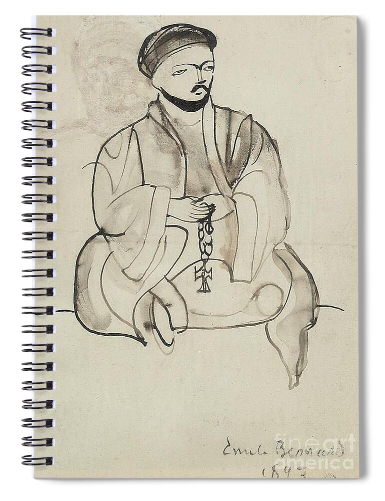 Priest Spiral Notebook featuring the drawing Coptic Priest, 1893 by Emile Bernard