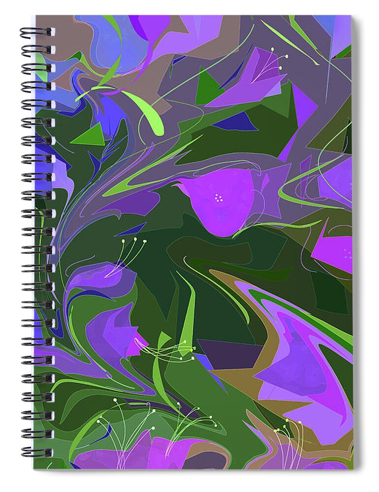 Abstract Spiral Notebook featuring the digital art Corner Flower Shop by Gina Harrison