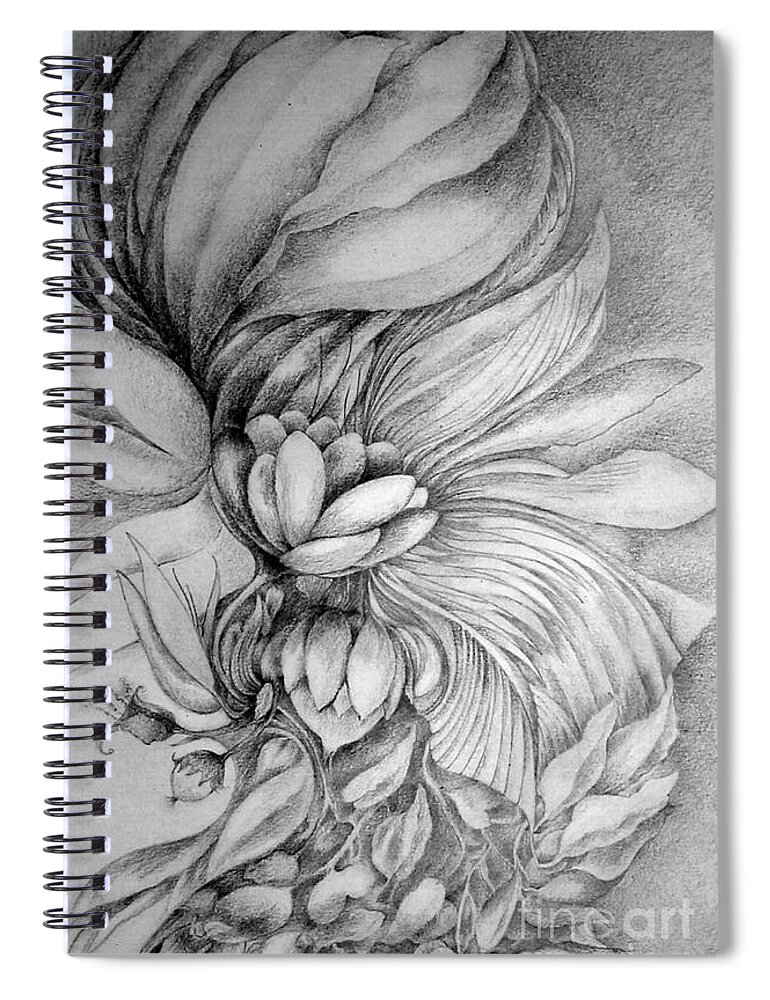 Pencil Drawing Spiral Notebook featuring the drawing Cornucopia by Rosanne Licciardi